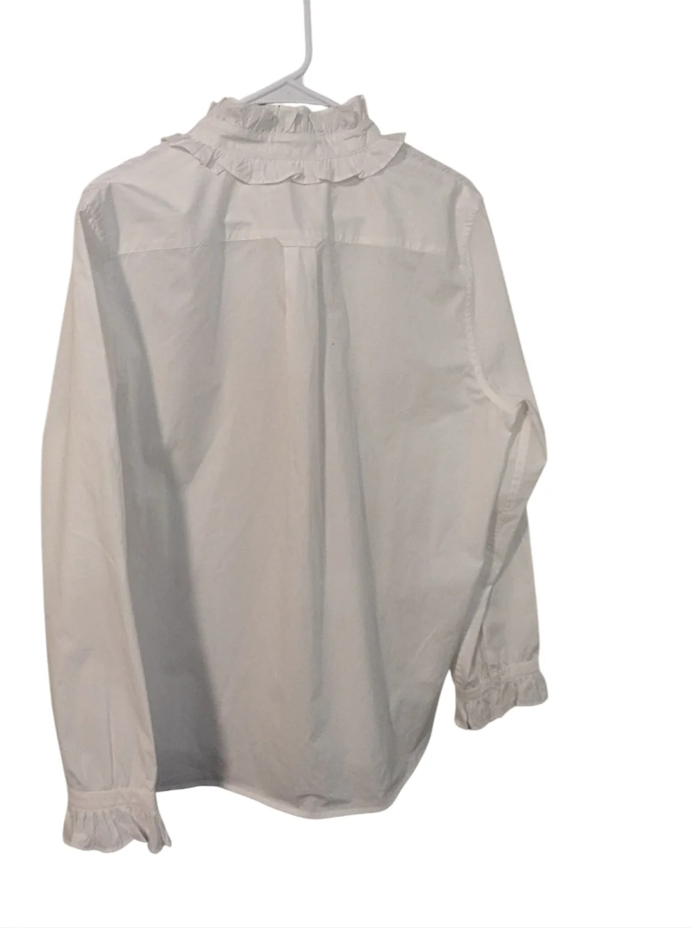 J. Crew, White Ruffle Collar Button-Down Shirt,M - Picture 3 of 6